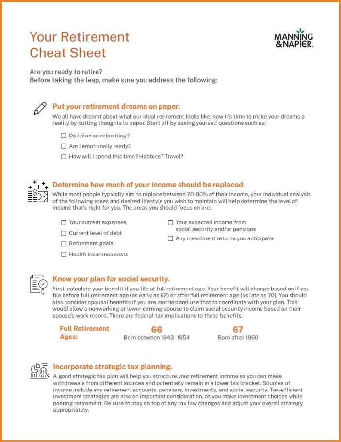 Retirement Cheat Sheet